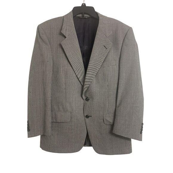 Burberrys Vintage Houndstooth Wool Blazer Jacket Two-Button Cl. Gray Kutler Clot - Picture 1 of 11